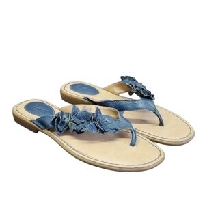 B.O.C Born Women Flower Strap Leather Sandals Flip Flop shoes sz 10M